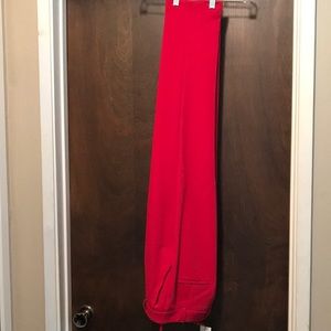 High waisted red trousers